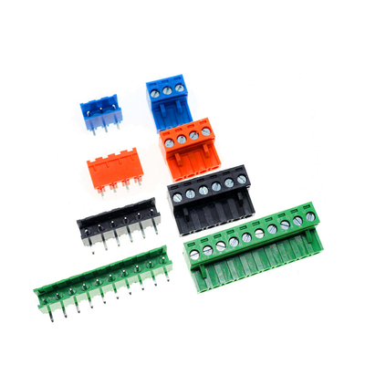 5.08mm Pitch PCB Plug-in Screw Terminal Blocks Plug + Right Angle Pin Header com serviço de marcação impressa