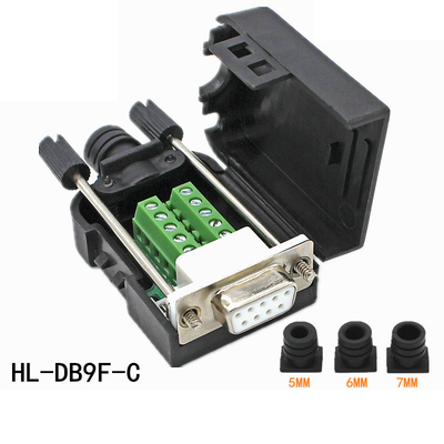 Conectores da porta de série do Pin RS232 do sub 9 de DB9 D ao adaptador dos blocos de terminais com alojamento