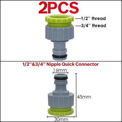 Polegada rápida plástica dos acessórios 1/2 do adaptador da mangueira do conector da torneira da mangueira da água do jardim 3/4 de polegada
