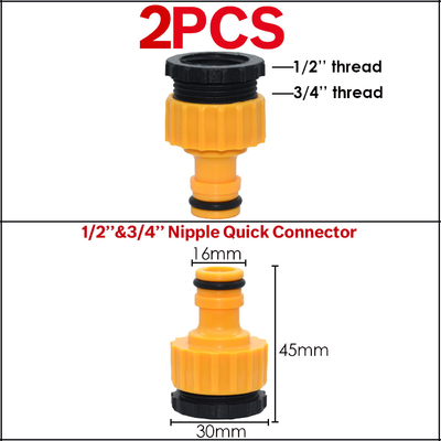 Polegada rápida plástica dos acessórios 1/2 do adaptador da mangueira do conector da torneira da mangueira da água do jardim 3/4 de polegada