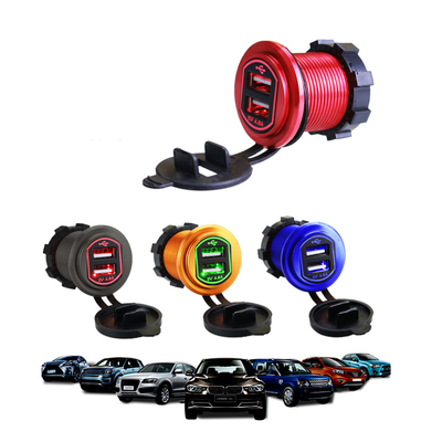Soquete de poder duplo 4.8A do adaptador da tomada do carregador de USB para o auto navio 12-24V impermeável do caminhão da motocicleta