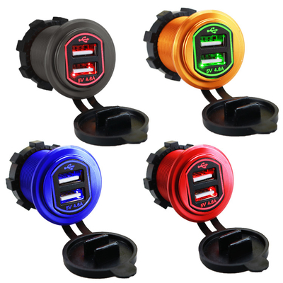 Soquete de poder duplo 4.8A do adaptador da tomada do carregador de USB para o auto navio 12-24V impermeável do caminhão da motocicleta