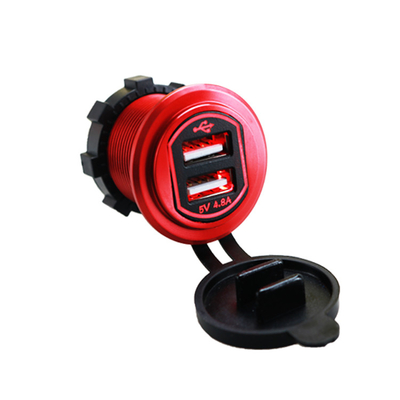 Soquete de poder duplo 4.8A do adaptador da tomada do carregador de USB para o auto navio 12-24V impermeável do caminhão da motocicleta
