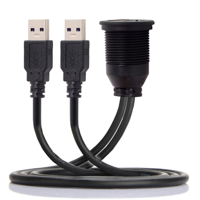 Homem portuário duplo do adaptador da doca de USB 3,0 nivelados da montagem do painel do painel do carro ao cabo de extensão fêmea