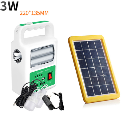 Lâmpada portátil do diodo emissor de luz do painel 2 do banco das energias solares com sistema de iluminação da emergência do carregador de bateria do cabo de USB