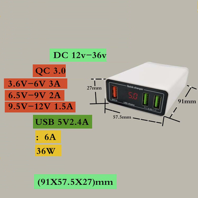 Conversor da C.C. do caminhão da motocicleta com grampo de bateria 12V 24V ao adaptador do poder do carregador de 5V QC3.0 USB