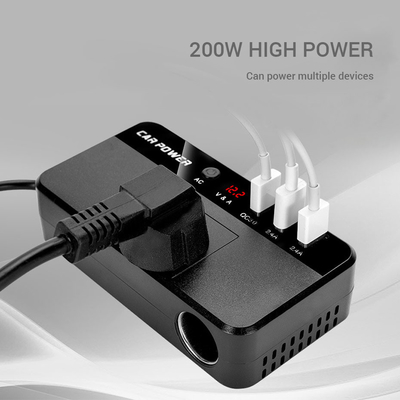 C.C. 24V 12V do inversor do carro do caminhão 200W à estação rápida da carga de USB do adaptador do carregador do poder do conversor da C.A. 220V