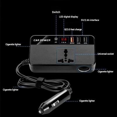C.C. 24V 12V do inversor do carro do caminhão 200W à estação rápida da carga de USB do adaptador do carregador do poder do conversor da C.A. 220V