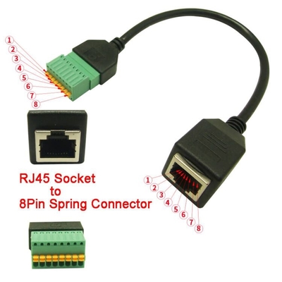Conector do RJ45 8P8C a 8 Pin Screw Terminal Block Adapter 30cm por muito tempo para a solução video do CCTV da segurança