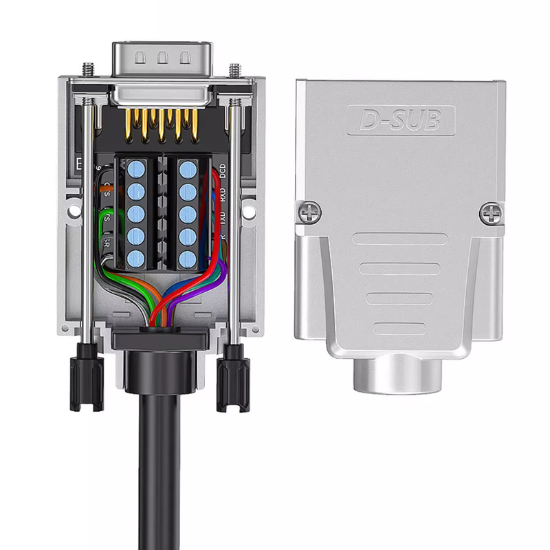 Caixa de metal DB9 D Sub 9 Pin RS232 Conectores de porta serial para blocos terminais Adaptador até 10A