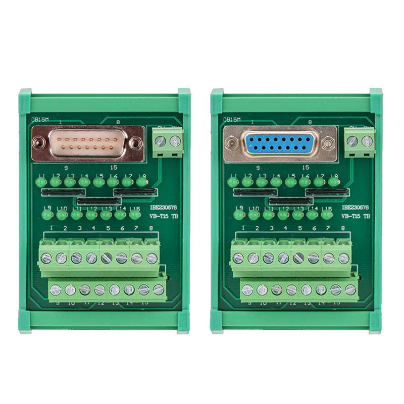 O trilho do RUÍDO da placa da fuga do bloco de terminais dos conectores de Pin Single End DB15 do sub 15 de D conduziu o indicador