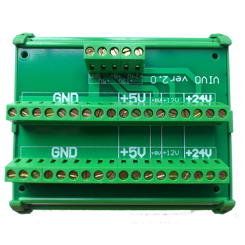 Fonte da fonte de alimentação da C.C. 24V 8V 12V 5V que prende a placa da fuga dos blocos de terminais do divisor da distribuição