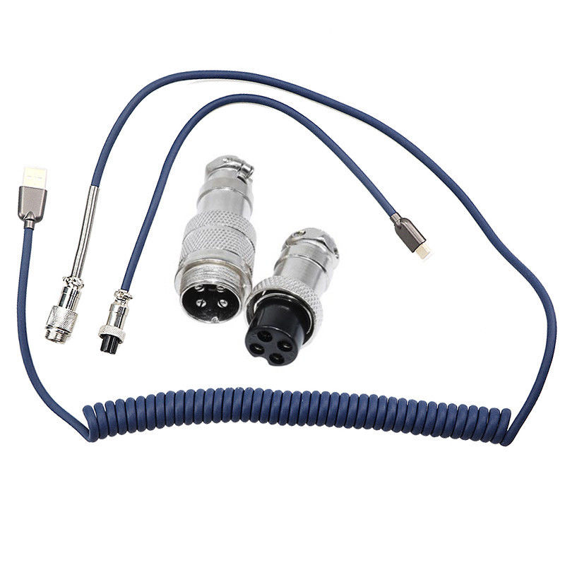 O tipo teclado mecânico de USB do porto de C bobinou o conector da aviação do pino GX12 do cabo 4 acoplado