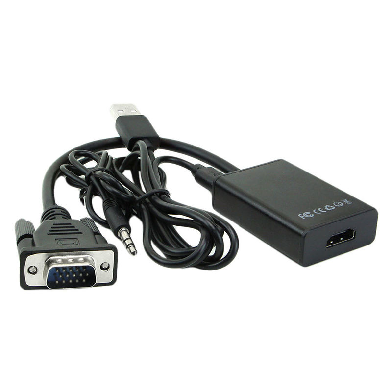 Homem de VGA a HDMI 1080P HD + adaptador video audio do conversor da tevê HDTV com cabo