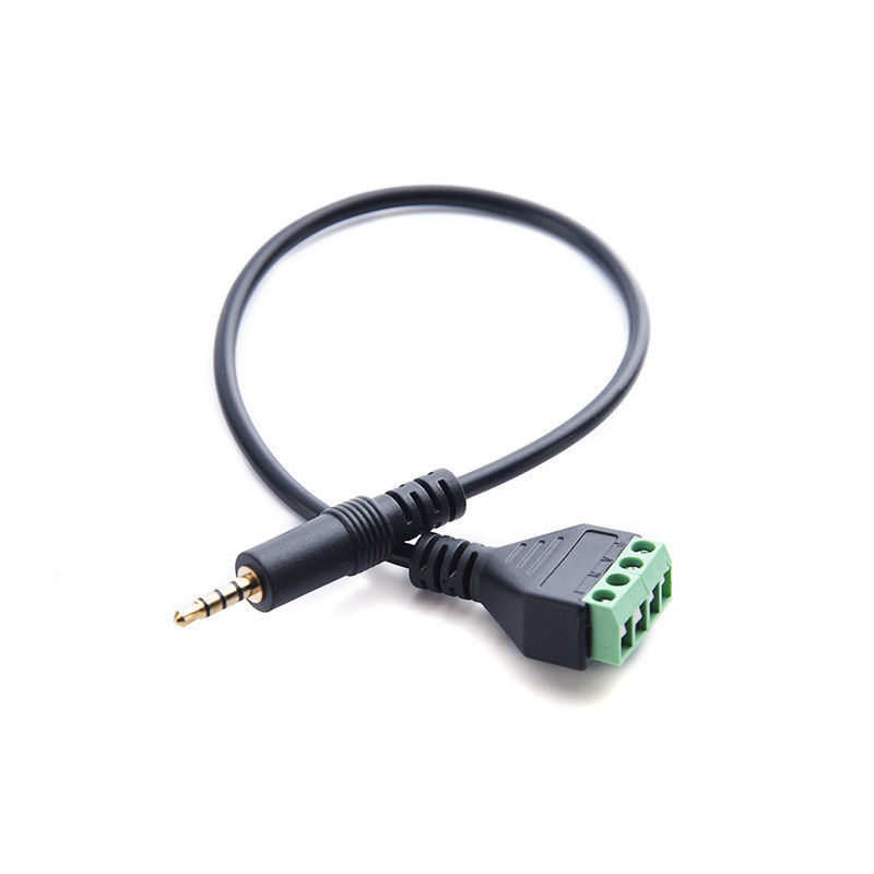 tomada masculina audio do fones de ouvido 4-Pole estereofônico de 3.5mm para parafusar terminais para obstruir o cabo da expansão de adaptador