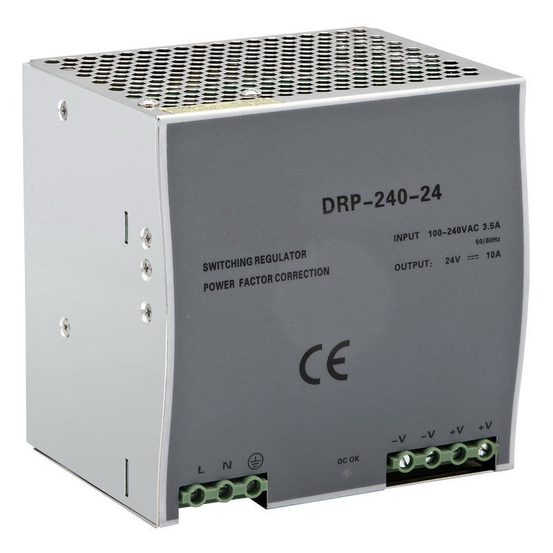 Fonte de alimentação do modo do interruptor do trilho do ruído da saída da C.C. de DR-240-24 240W 24V 10A