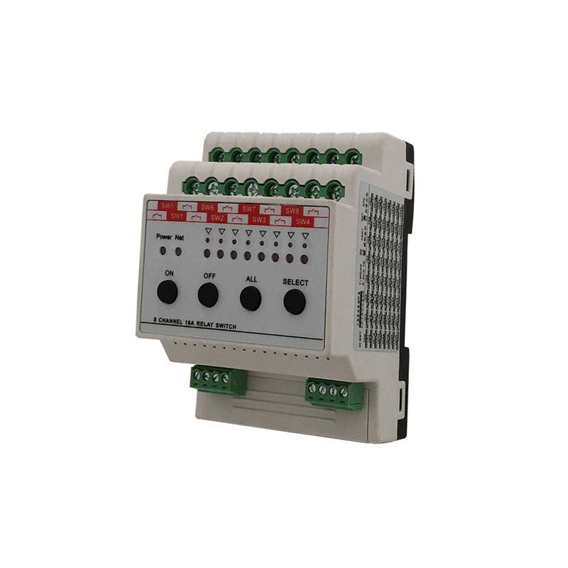 Smart Home que ilumina a maneira 16A do módulo de interruptor 8 do relé da unidade de controle na linha do protocolo de RS485 Modbus