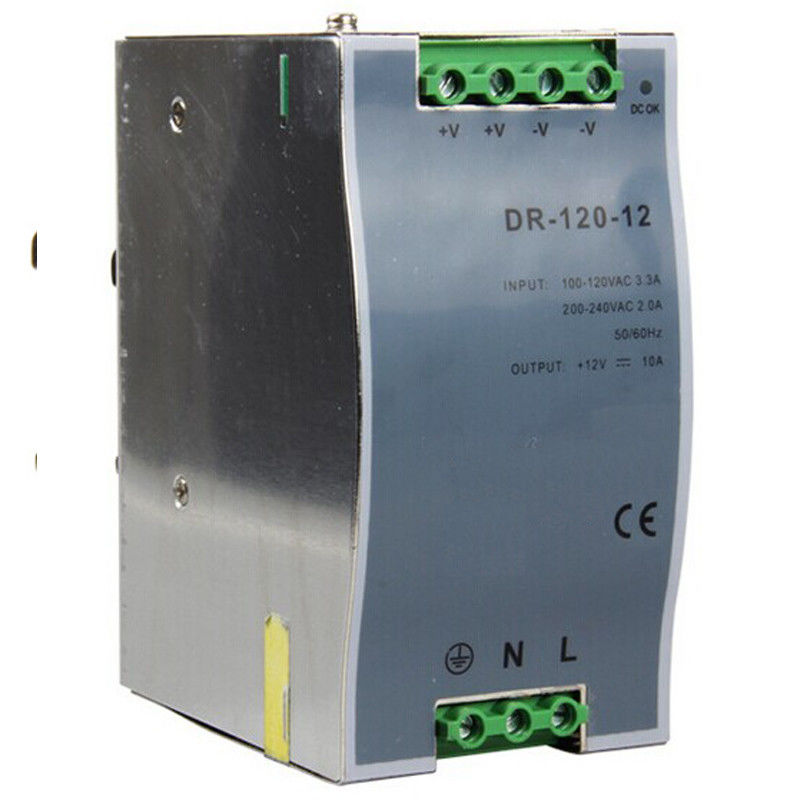 Fonte de alimentação do modo do interruptor do trilho do ruído da saída da C.C. de DR-120-12 120W 12V 10A