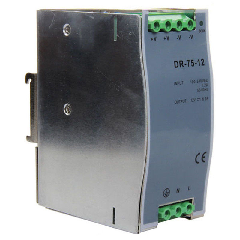 Fonte de alimentação do modo do interruptor do trilho do ruído da saída da C.C. de DR-75-12 75W 12V 6.3A