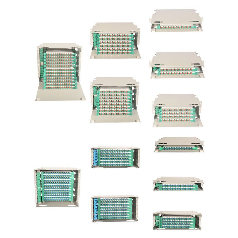 Conector do ST do SC LC de ODF FC unidade do quadro de distribuição da fibra ótica da montagem em rack de 19 polegadas que desliza a gaveta 1U 2U 3U