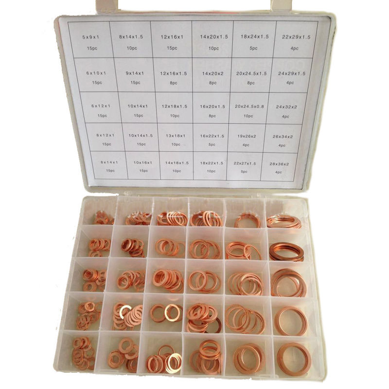 286pcs 30 faz sob medida o jogo liso de cobre métrico IMPA813080 de Ring Washer Gaskets Assortment Set