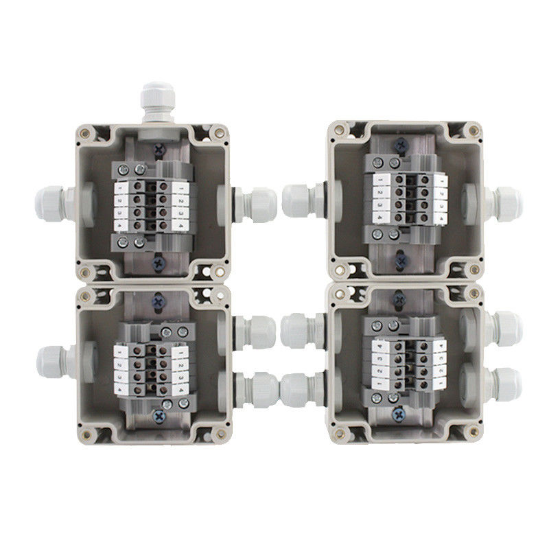 Cerco elétrico plástico impermeável da distribuição da caixa de junção 83*81*56mm com terminais do trilho do ruído