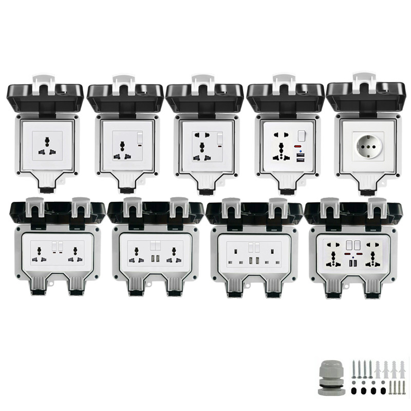 Caixa de interruptor plástica de carregamento exterior IP66 de Polos do soquete fixado na parede da tomada de poder Wheatherproof