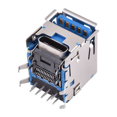 Conector de placa PCB fêmea USB 3.0 Tipo A Tipo-C de porta dupla para laptop